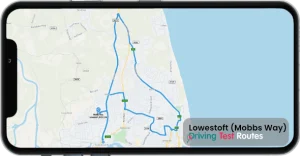 Lowestoft (Mobbs Way) Driving Test Route Map